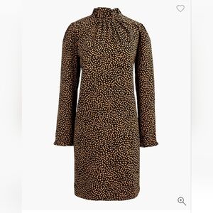 J.Crew Factory Ruffleneck Shift dress 00 Black Golden Brandy